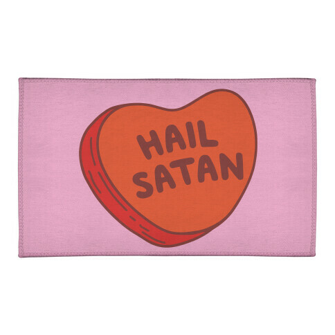 Hail Satan Conversation Heart Valentine's Parody Welcome Mat