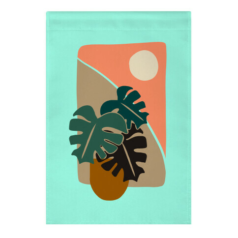 Minimalist Monstera Illustration Garden Flag