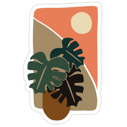 Minimalist Monstera Illustration Die Cut Sticker