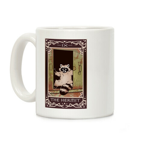 The Hermit Raccoon Tarot Card Coffee Mug