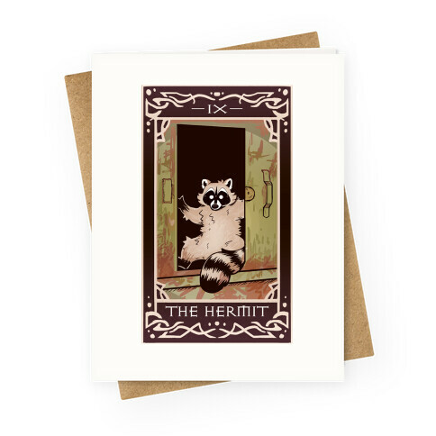 The Hermit Raccoon Tarot Card Greeting Card