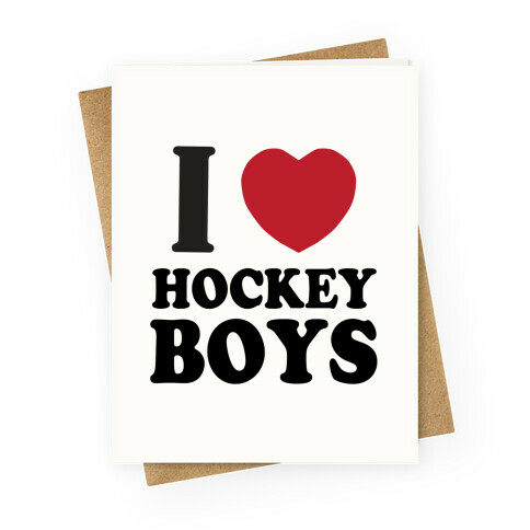 I Love Hockey Boys Greeting Card