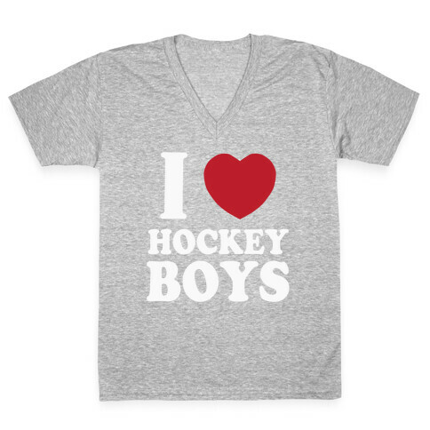 I Love Hockey Boys V-Neck Tee Shirt