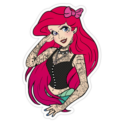 Punk Ariel Parody Die Cut Sticker