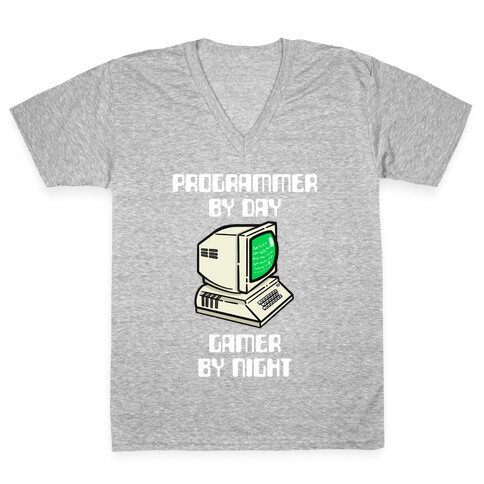 Programmer By Day, Gamer By Night. V-Neck Tee Shirt