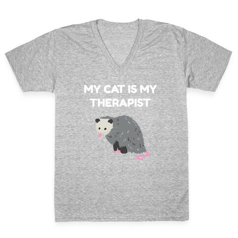 My Cat Is My Therapist V-Neck Tee Shirt