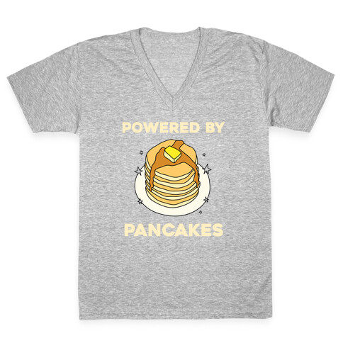 Powered By Pancakes V-Neck Tee Shirt