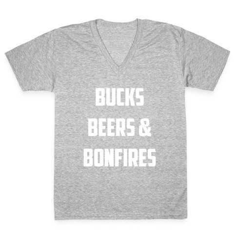 Bucks, Beers And Bonfires V-Neck Tee Shirt