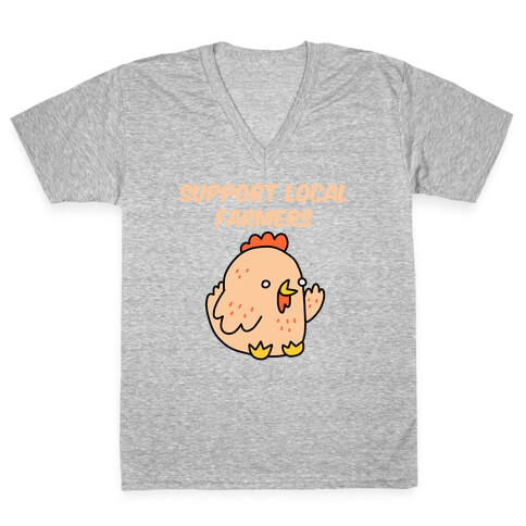 Support Local Farmers Chicken V-Neck Tee Shirt