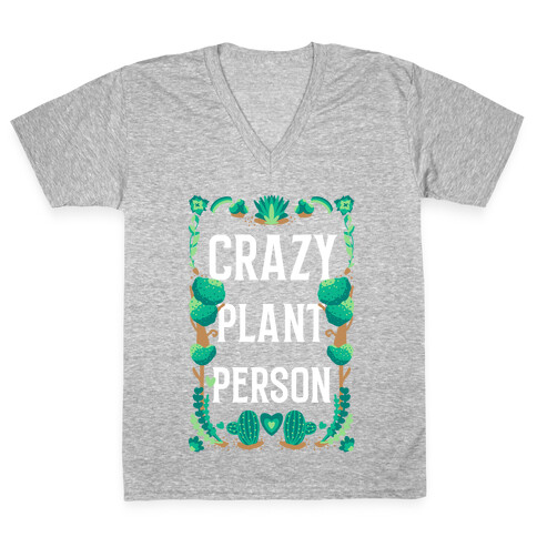 Crazy Plant Person V-Neck Tee Shirt