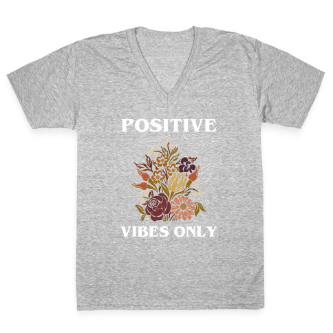 Positive Vibes Only With A Graphic Of A Sunflower V-Neck Tee Shirt