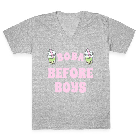 Boba Before Boys V-Neck Tee Shirt