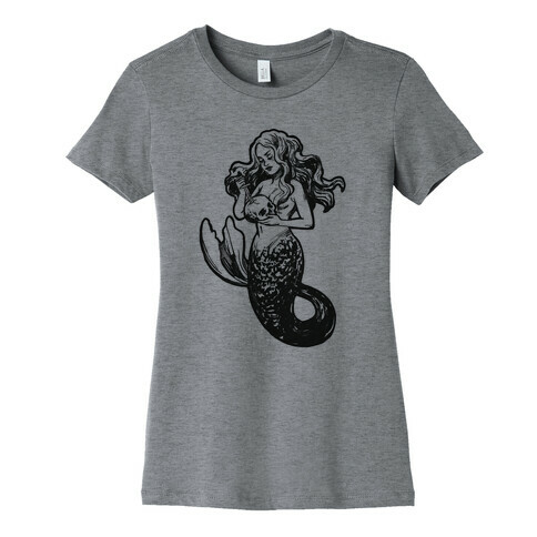 A Mermaid and Her Skull Womens T-Shirt