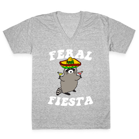 Feral Fiesta (Raccoon) V-Neck Tee Shirt