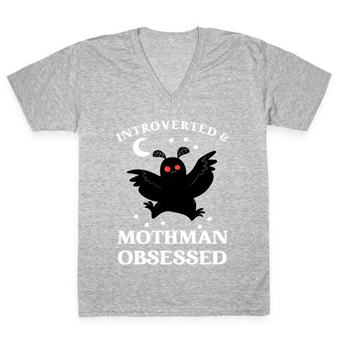 Introverted And With Mothman V-Neck Tee Shirt