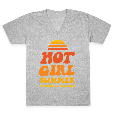 Hot Girl Summer: Powered By Caffeine V-Neck Tee Shirt