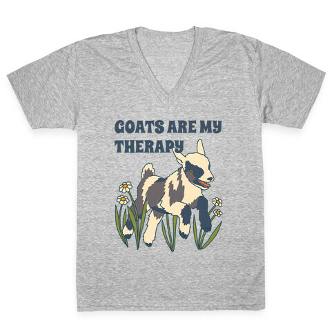 Goats Are My Therapy V-Neck Tee Shirt