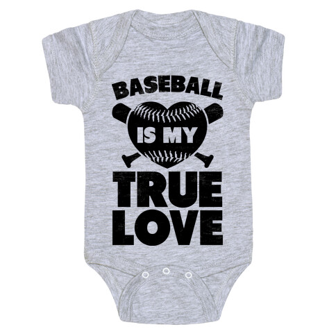 Baseball is my True Love (black) Baby One-Piece