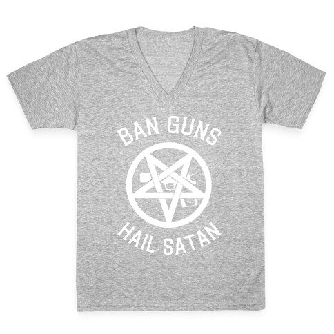 Ban Guns Hail Satan V-Neck Tee Shirt