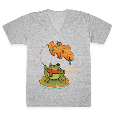 Take Care Frog V-Neck Tee Shirt