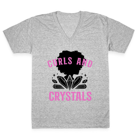 Curls And Crystals V-Neck Tee Shirt