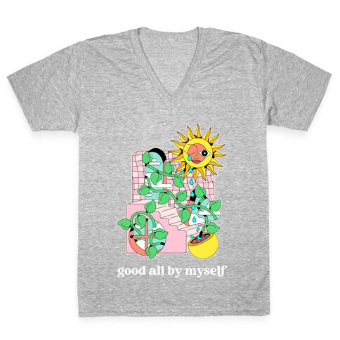 Good All By Myself (Sunflower) V-Neck Tee Shirt