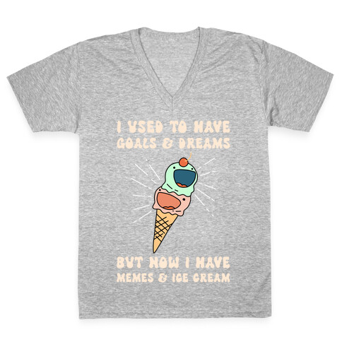 I Used To Have Goals & Dreams But Now I Have Memes & Ice Cream V-Neck Tee Shirt