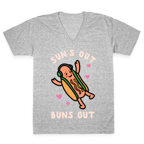Sun's Out Buns Out Hotdog V-Neck Tee Shirt