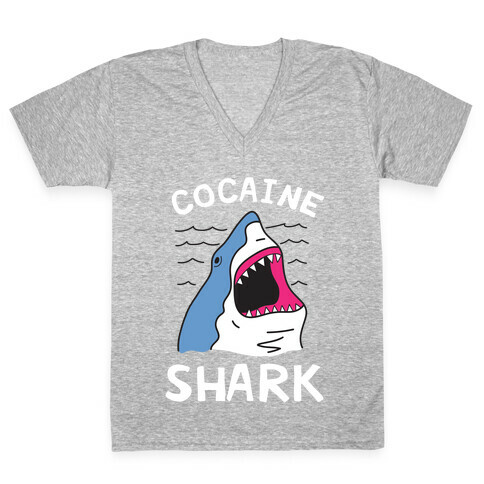 Cocaine Shark  V-Neck Tee Shirt