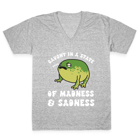 Caught In A State Of Madness & Sadness  V-Neck Tee Shirt