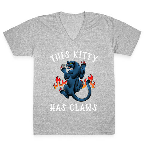 This Kitty Has Claws  V-Neck Tee Shirt