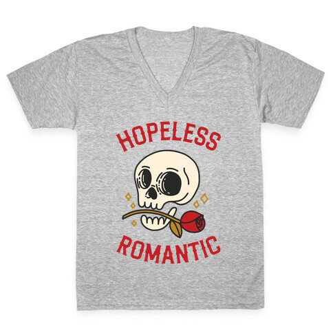 Hopeless Romantic (Skull) V-Neck Tee Shirt