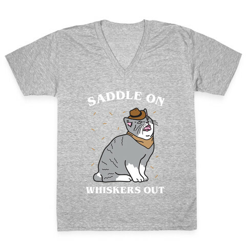 Saddle On Whiskers Out  V-Neck Tee Shirt