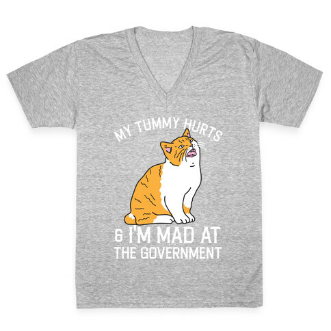 My Tummy Hurts & I'm Mad At The Government  V-Neck Tee Shirt