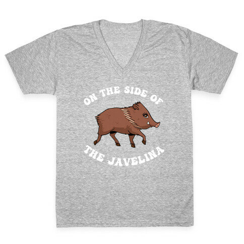 On The Side Of The Javelina  V-Neck Tee Shirt