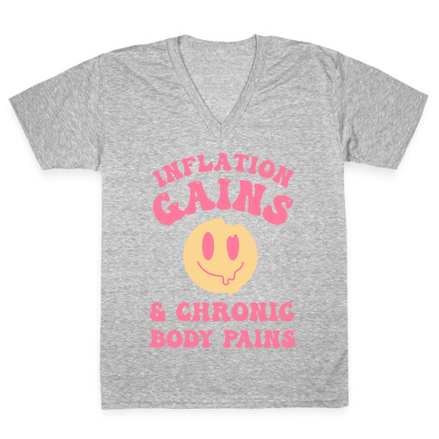 Inflation Gains & Chronic Body Pains V-Neck Tee Shirt