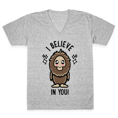  I Believe In You! Kawaii Bigfoot - Light Shirts V-Neck Tee Shirt