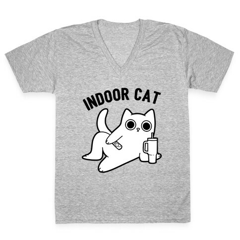  Indoor Cat V-Neck Tee Shirt