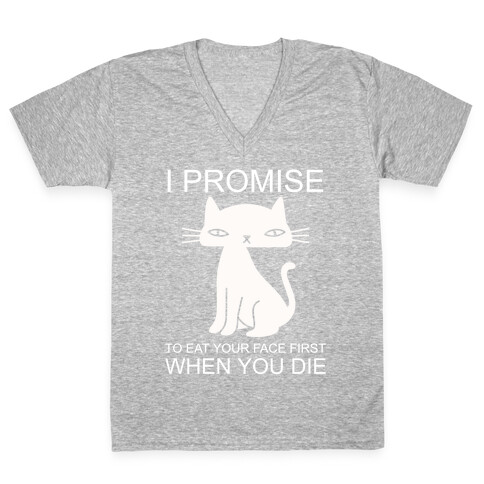 I Promise To Eat Your Face First Kitty V-Neck Tee Shirt