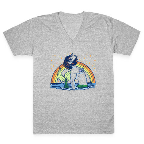 Rainbows And Mermen V-Neck Tee Shirt