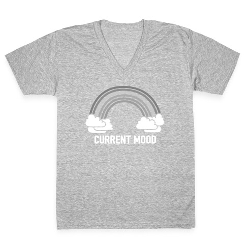 Current Mood Gray Rainbow V-Neck Tee Shirt