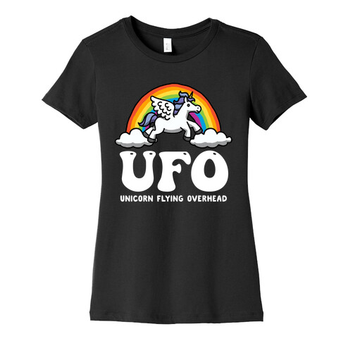 Ufo Unicorn Flying Overhead Womens T-Shirt