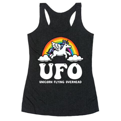 Ufo Unicorn Flying Overhead Racerback Tank Top