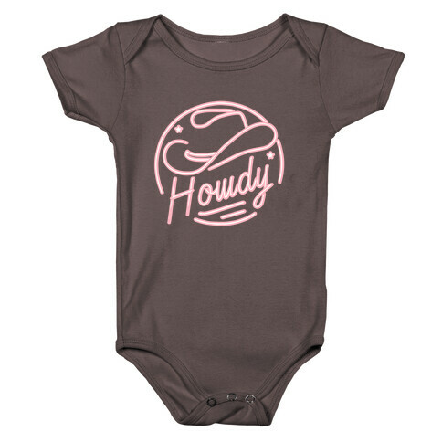 Neon Howdy Sign  Baby One-Piece