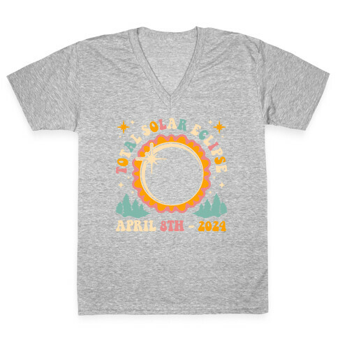 Retro Boho Total Solar Eclipse V-Neck Tee Shirt