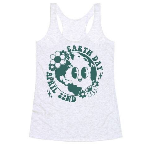 Earth Day Retro Cartoon Racerback Tank Top