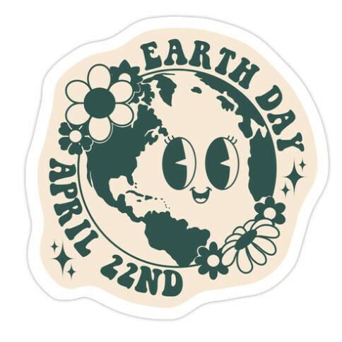 Earth Day Retro Cartoon Die Cut Sticker