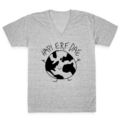 Hapi Erf Dae Earth  V-Neck Tee Shirt