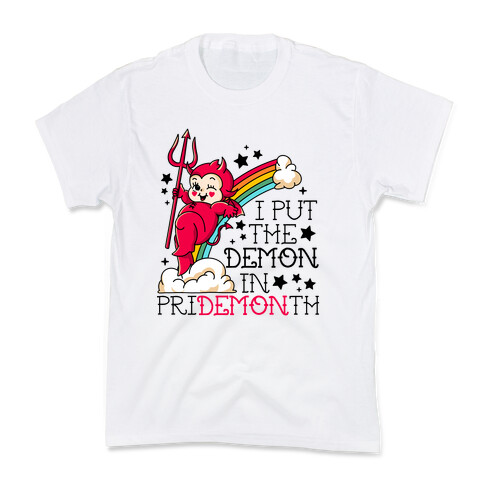 White Kewpie Devil I Put the DEMON In Pride Month Kids T-Shirt