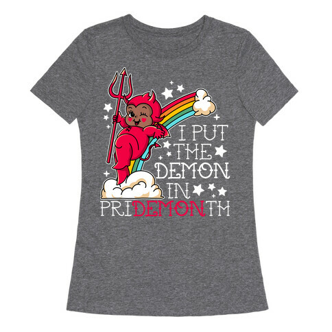 Black Kewpie Devil I Put the DEMON In Pride Month Womens T-Shirt